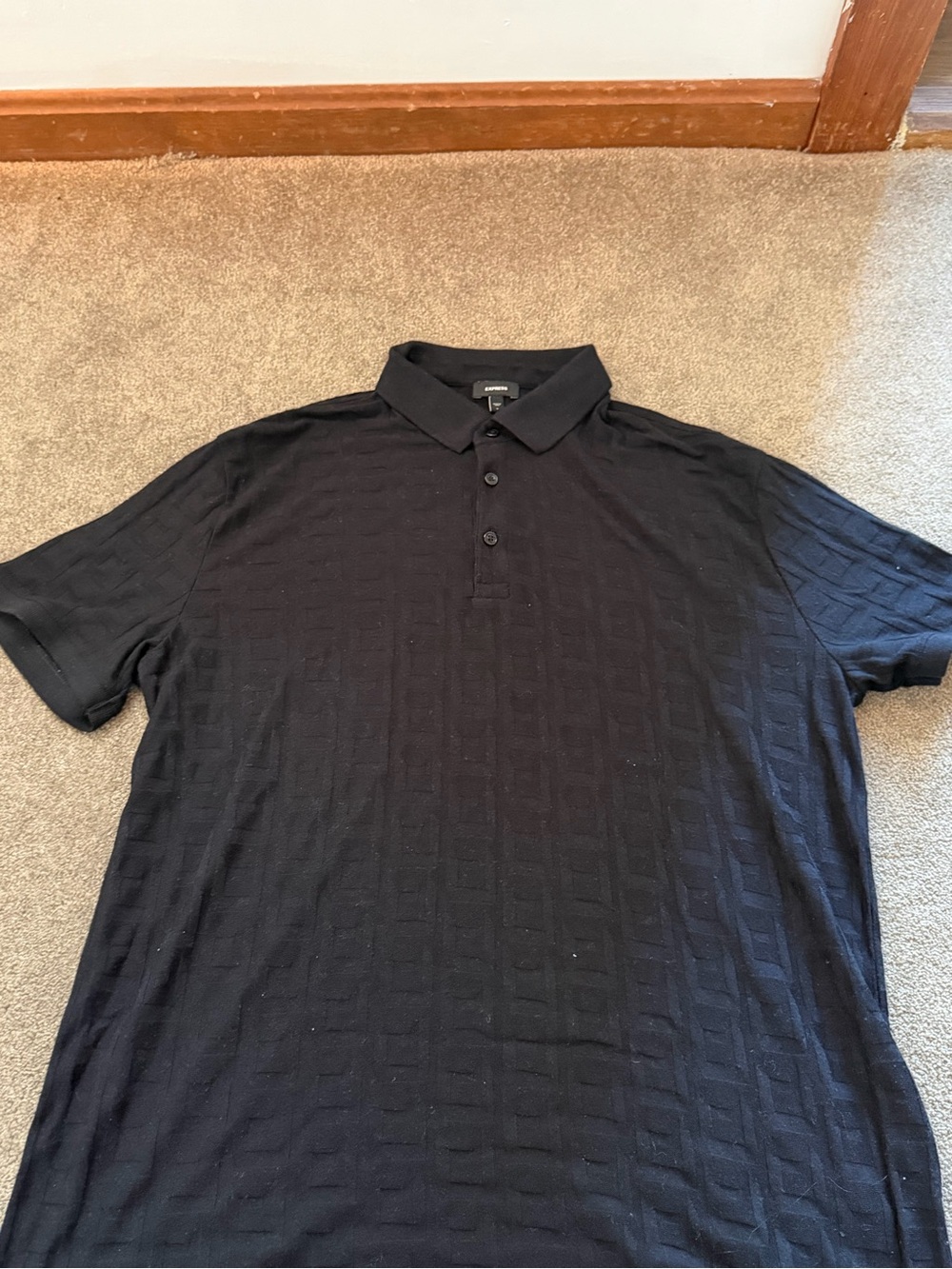 Express Men's Black Textured Polo